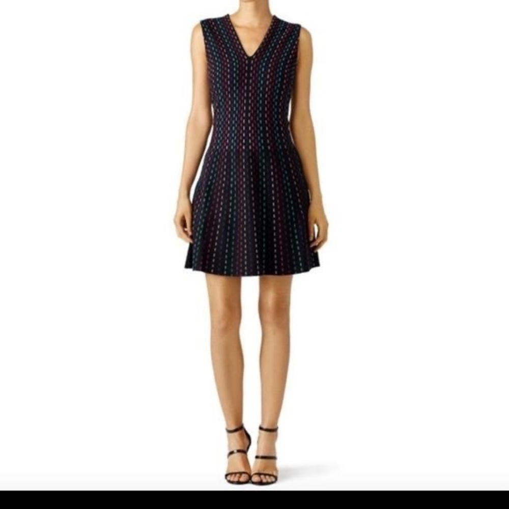 Kate Spade Medium Black Multi Color threading knit sleeveless dress